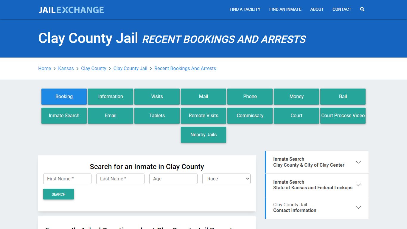 Clay County Jail KS Recent Arrests and Bookings - Jail Exchange