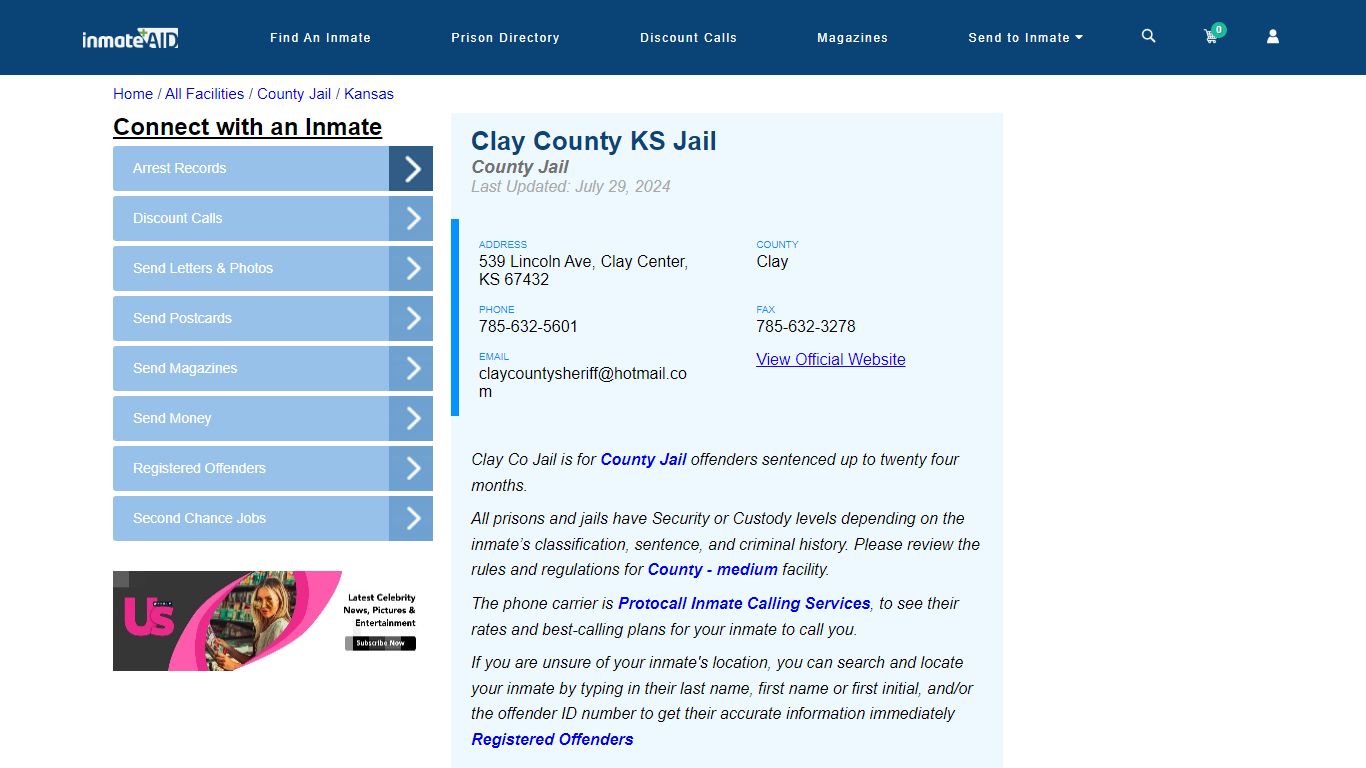 Clay County KS Jail - Inmate Locator